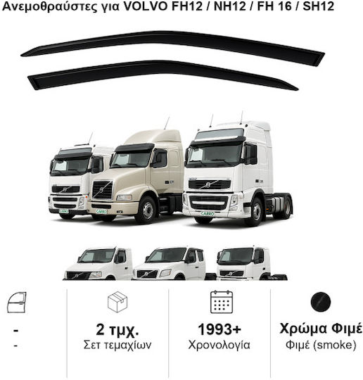 Heko Set of Windbreakers Front Trucks Dark Fime for Volvo FH 12/NH12/FH16 1993 2pcs