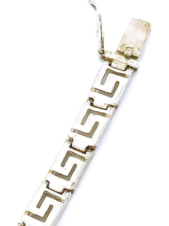 PS Silver Women's Chain Bracelet with Meander Design in Silver 15.5cm
