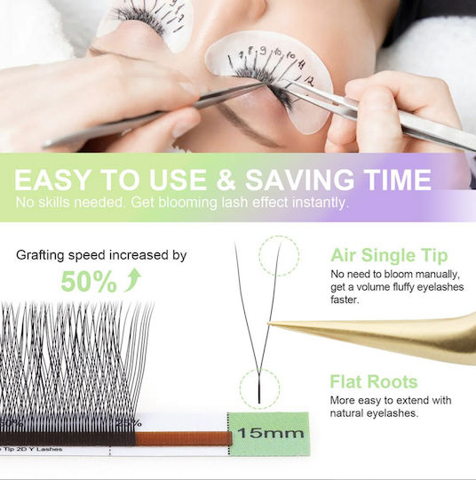 Single Tips 2d Y Eyelash Extension Nagaraku 0.07d Mix 8-12mm