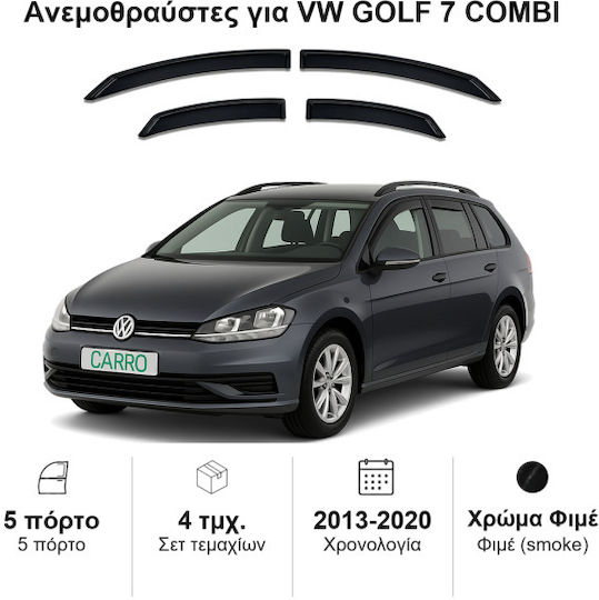 Heko Set of Windbreakers Front and Rear Car Dark Fime for Volkswagen Golf 4pcs