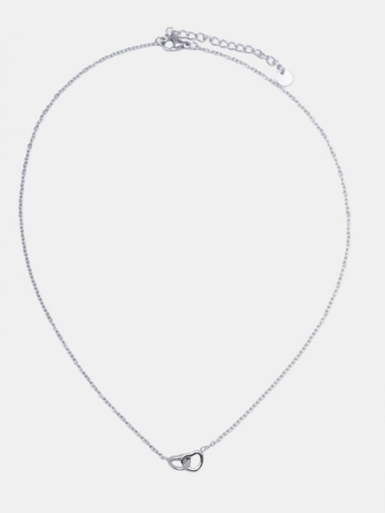 Doppeltes Herz Halskette 4964211-Silber