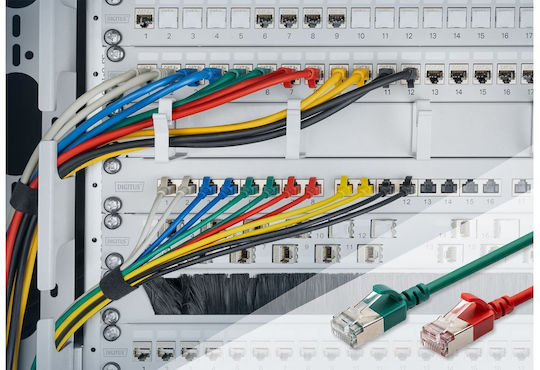 Digitus F/FTP Cat.6a (Gigabit) Мрежов Кабел Ethernet 0.3м Червен 10 Бройки