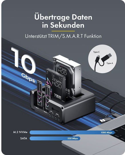 Icy Box Θήκη για Σκληρό Δίσκο M.2 SATA III NVME με σύνδεση USB 3.2 SATA Type-C