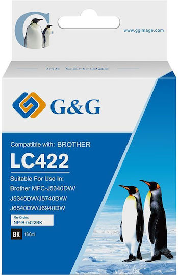 G&G Συμβατό Μελάνι Εκτυπωτή InkJet Brother Brother Lc-422bk 550 Σελίδων Μαύρο 1τμχ