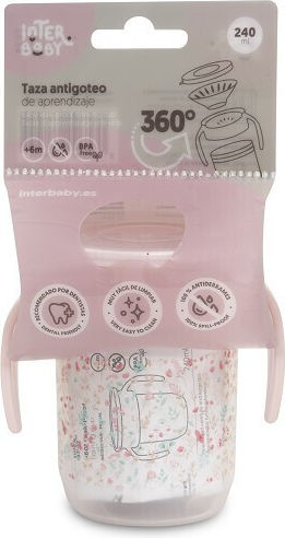 Interbaby Baby Trinklernbecher Kunststoff mit Griffen Rosa für 6m+ 240ml