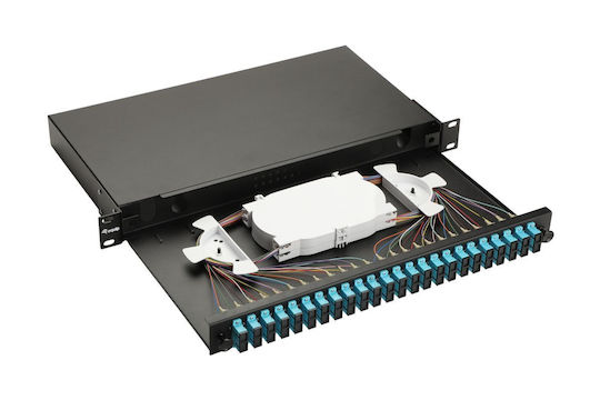Equip Patch Panel Lwl 24 Anschlüsse Lc‑duplex Om3 1u Vollständig Schwarz