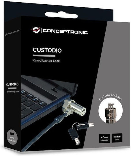 Conceptronic Nbt Κλειδαριά Φορητού Υπολογιστή Συνδυασμό Nano-lock-slot 1.80m