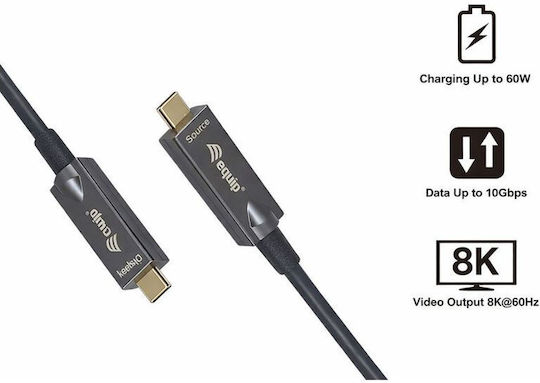 Equip USB 3.1 Kabel USB-C Männlich - USB-C 60W PD Schwarz 7,5m 119467