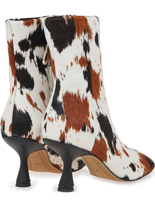 Leder Damen Stiefeletten mit Mittelhohem Absatz Mehrfarbig