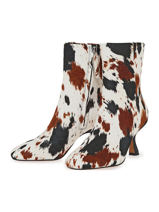 Leder Damen Stiefeletten mit Mittelhohem Absatz Mehrfarbig