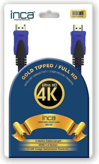 Inca HDMI 1.4 HDMI Кабел HDMI Мъжки - HDMI Мъжки 5м Черен