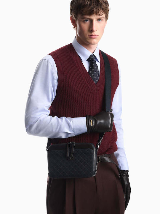 Leather Men's Shoulder / Crossbody Bag Navy Blue