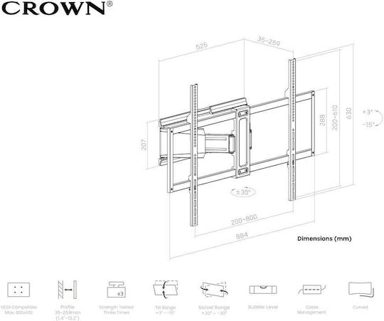 Crown WM65K50100TL Стенна стойка за телевизор до 100"