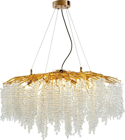 Artekko Hanging Ceiling Light Transparent with Crystals for G9 Socket 80x80cm