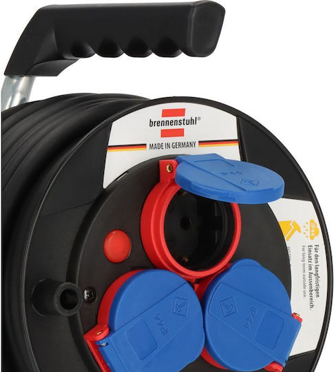 Brennenstuhl Garant Extension Cord Reel with Cable 12m Cable Cross Section 3 x 1.5mm² and Grounding Waterproof