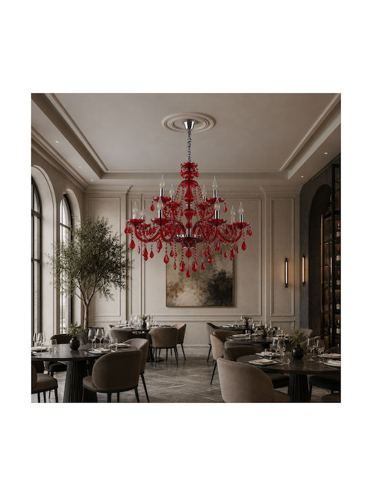 Artekko Chandelier Ø80cm with Red Crystals 023-3242