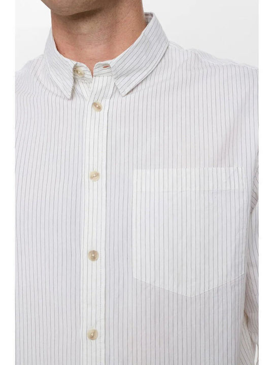 Long Sleeve Shirt Regular Fit Striped Bright White