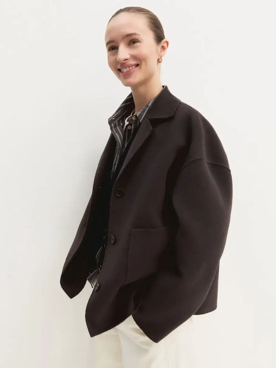 Women's Double Sided Winter Jacket Dark Brown