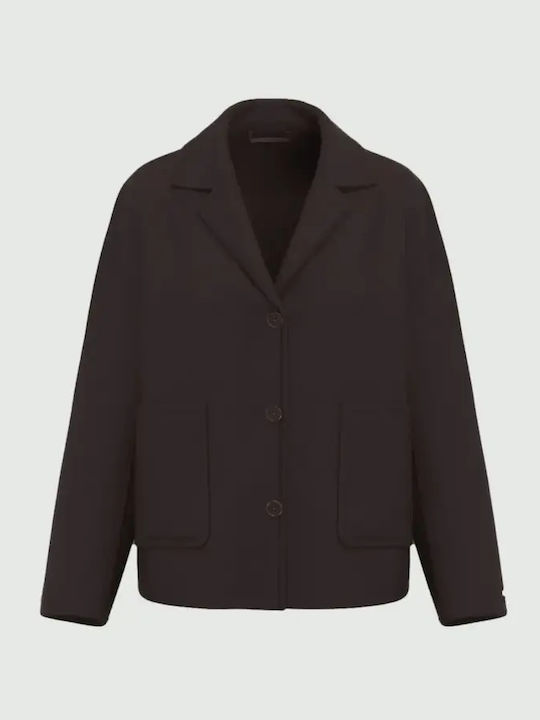 Women's Double Sided Winter Jacket Dark Brown