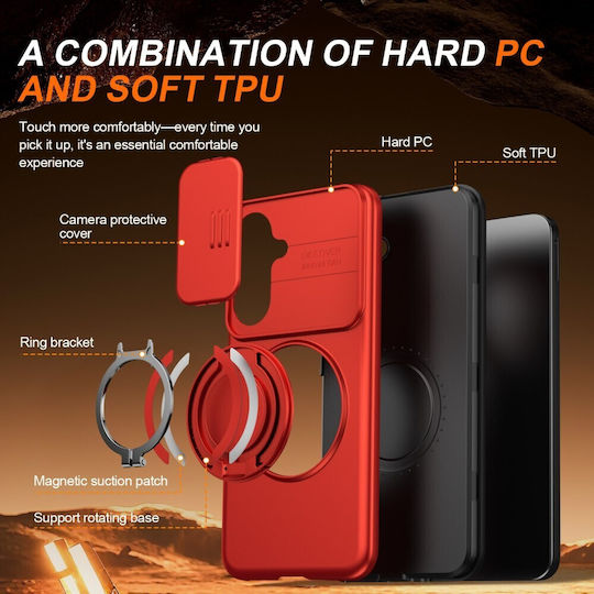 Sliding Cover Hard Case Ring Red Samsung Galaxy A27 5G