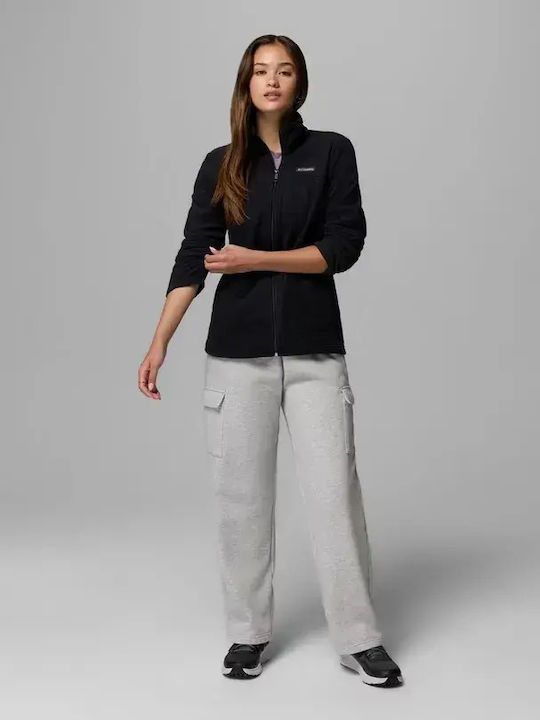 Full Fleece Γυναικεία Ζακέτα με Φερμουάρ Black