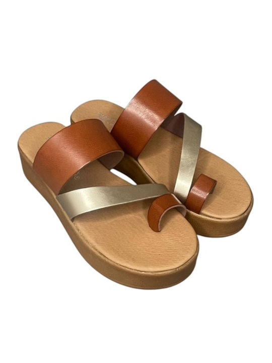 Sommer Damenplattformen Im Stil Goldene Pantoffeln