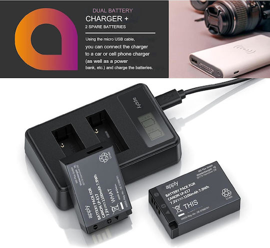 Set 2 Lp-e17 1100 Mah Baterii Încărcător Dublu Cu Afișaj Lcd Canon Eos Rp M3 M5 M6 Eos 77d 200d 250d 750d 760d 800d 80000d Rebel T6i T6s T7i Sl2 Kiss X8i X9