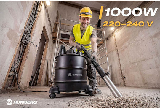 Humberg Σκούπα Στάχτης 1000W με Κάδο 18lt