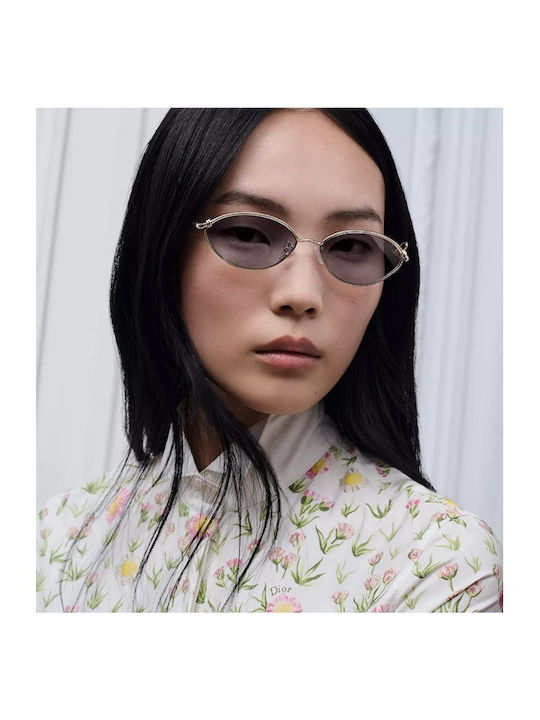 Damen Sonnenbrille mit Metallischem Rahmen Gold/Grau