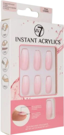 W7 Cosmetics Tips Νυχιών σε Ροζ Χρώμα 24τμχ