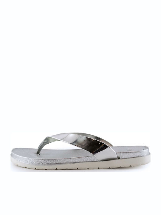 Damen-Flip-Flops - Hausschuhe In Silber Farbe