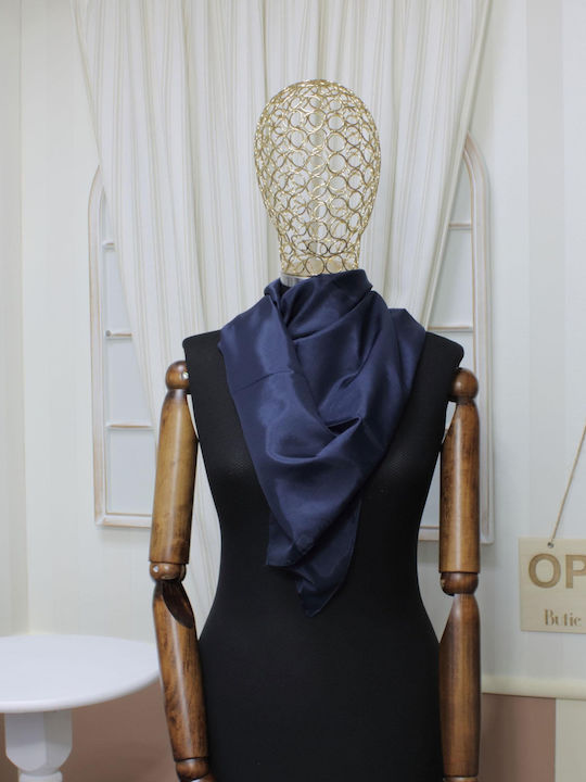 ButicCochet Damen Seiden Schal Navy Blau