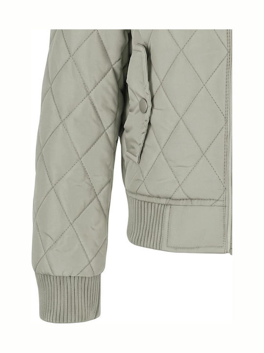 Diamond Quilt Nylon Kids Casual Long Jacket with Lining Softsalvia