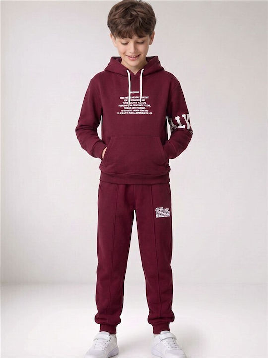 Kids Sweatpants Set Burgundy 2 Pieces
