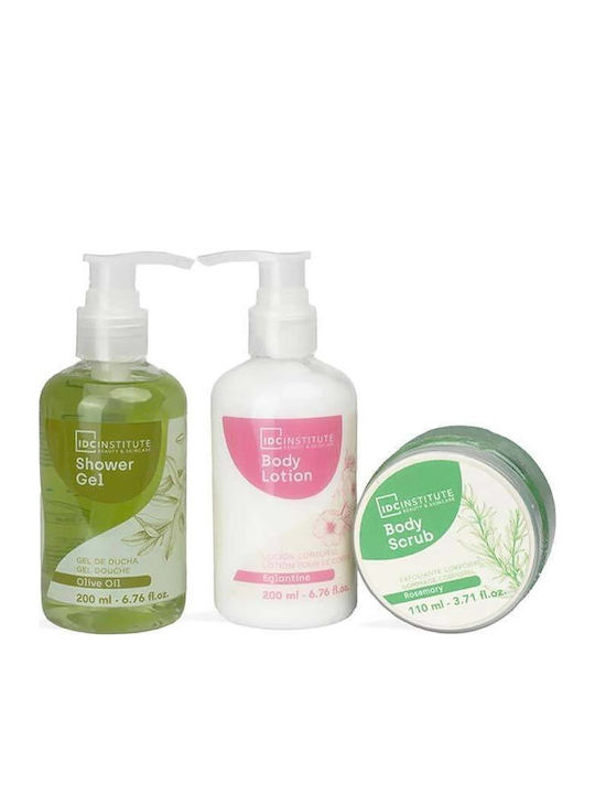 IDC Institute Natural Oil Wicker Basket Big Skin Care Set for Moisturizing & Body Cleaning 4 Pieces