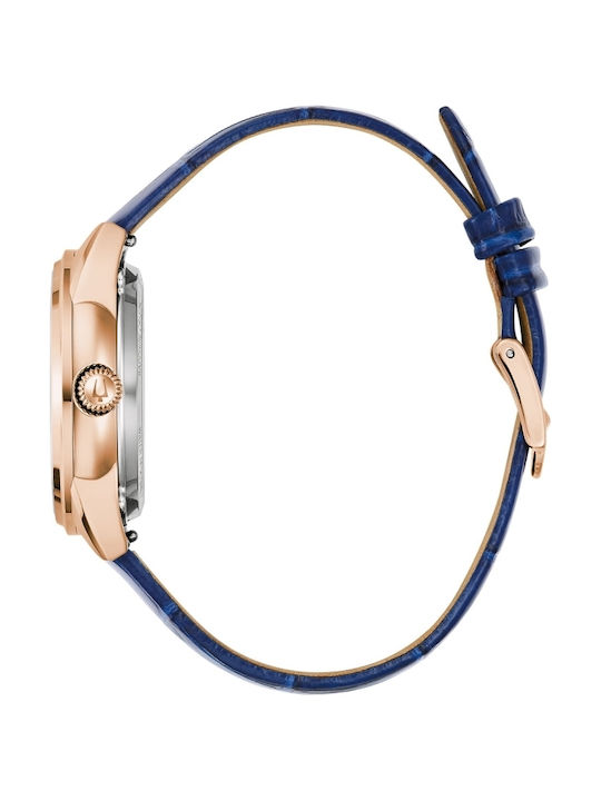 Bulova Ceas Dama 34.5mm Automat Cu Curea Din Piele Rose Gold