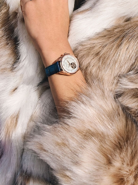 Bulova Ceas Dama 34.5mm Automat Cu Curea Din Piele Rose Gold