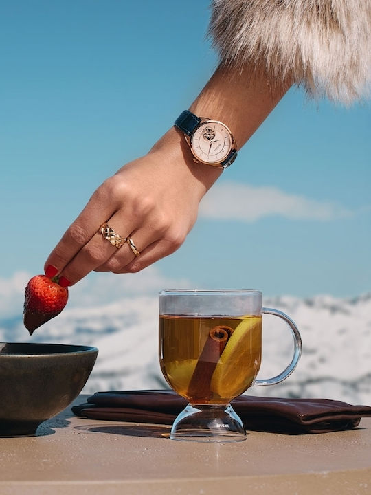 Bulova Ceas Dama 34.5mm Automat Cu Curea Din Piele Rose Gold