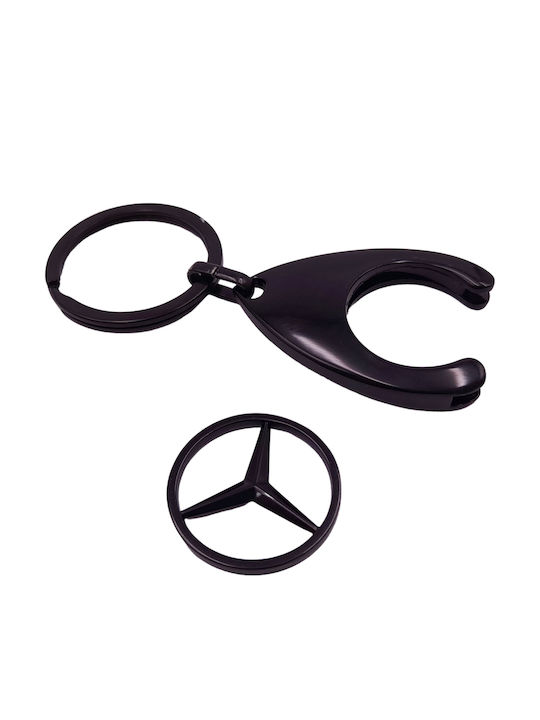 Set 2 Brelocuri Mercedes-Benz Metalice Design Elegant Inele Pentru Chei Aurii Negre 7,5 Cm/9 Cm