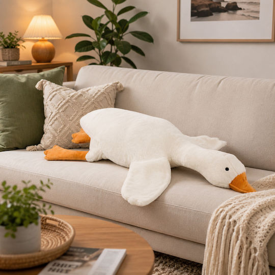 ForHome Jucărie de pluș Gâscă Catifelată Mare Albă 130 cm.