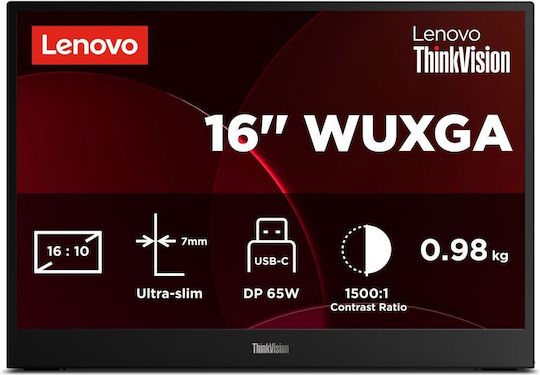 Lenovo Thinkvision M16 IPS Tragbarer Monitor 16" FHD 1920x1200