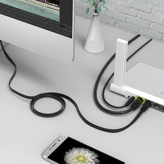 Orico Flaches U/UTP Kat.7 (10Gbps) Netzwerkkabel Ethernet 15m Schwarzes