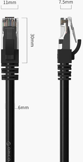 Orico Flat U/UTP Cat.6 Ethernet Network Cable 2m Black 1pcs