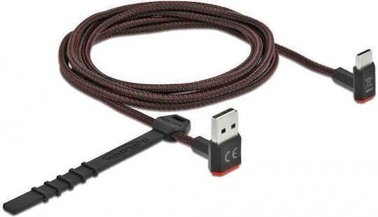 DeLock Winkel (90°) / Geflochten USB 2.0 Kabel USB-C männlich - USB-A Schwarz 2m (85278)