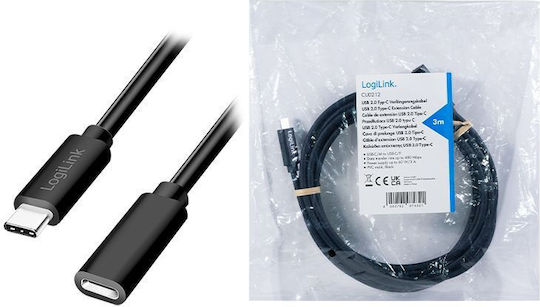 Logilink Power Data Cable Smartphone Usb 2.0 Usb Type-c F To Usb Type-c M 1m Pd 100w 2x Shielded Plastic Black "cu0210" Green Stamp 0.08 Lei