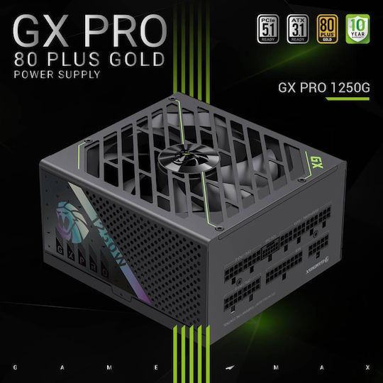 GameMax GX PRO 1250G 1250W Μαύρο Τροφοδοτικό Υπολογιστή Full Modular 80 Plus Gold