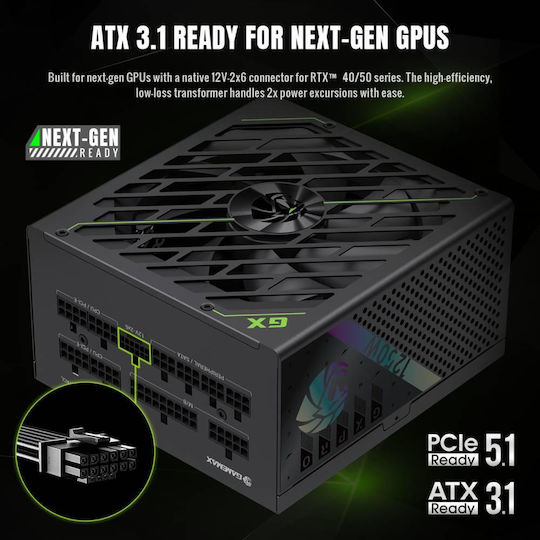 GameMax GX PRO 1250G 1250W Μαύρο Τροφοδοτικό Υπολογιστή Full Modular 80 Plus Gold