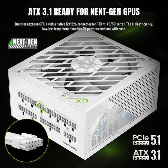 GameMax GX PRO 1050G 1050W Λευκό Τροφοδοτικό Υπολογιστή Full Modular 80 Plus Gold