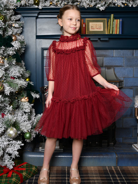 Girls Tulle Dress Burgundy