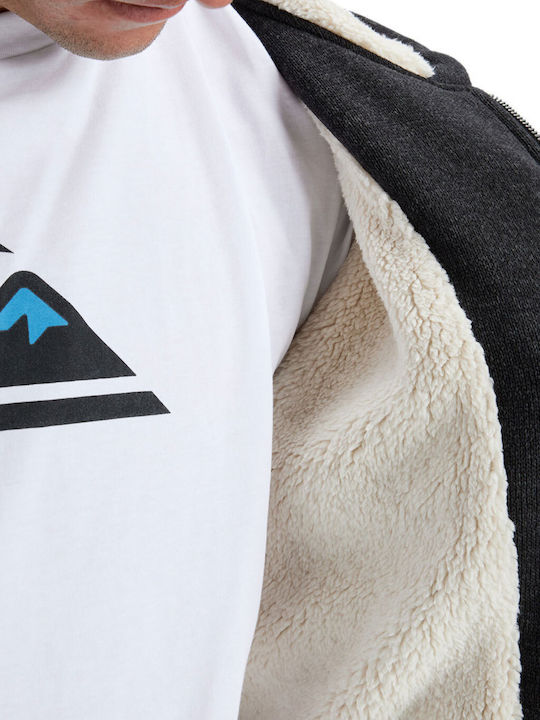 Sherpa Cardigan Bărbați Sherpa Cu Glugă Negru